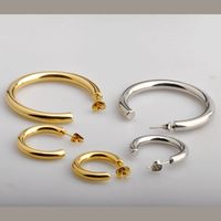 1 Pair Simple Style C Shape Plating Titanium Steel 18k Gold Plated Ear Studs main image 6