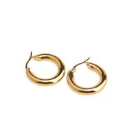 1 Pair Retro Circle Stainless Steel 18K Gold Plated Hoop Earrings main image 5