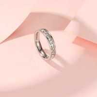 Casual Simple Style Round Stainless Steel Epoxy Plating Inlay Zircon Rings main image 2