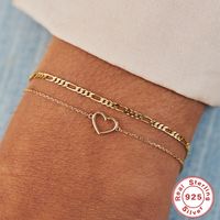 Simple Style Heart Shape Sterling Silver Plating 18k Gold Plated Bracelets main image 1