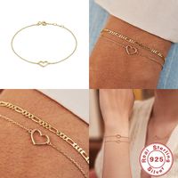 Simple Style Heart Shape Sterling Silver Plating 18k Gold Plated Bracelets main image 4