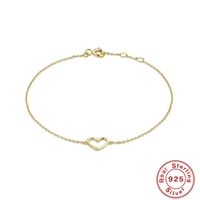 Simple Style Heart Shape Sterling Silver Plating 18k Gold Plated Bracelets sku image 1