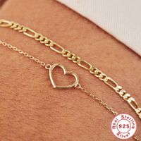 Simple Style Heart Shape Sterling Silver Plating 18k Gold Plated Bracelets main image 2