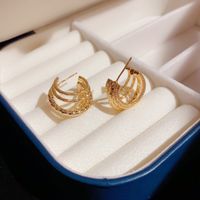 1 Pair Glam C Shape Plating Copper Gold Plated Ear Studs main image 3