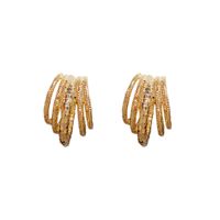 1 Pair Glam C Shape Plating Copper Gold Plated Ear Studs main image 2