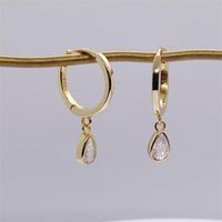 1 Pair Simple Style Water Droplets Inlay Sterling Silver Zircon Drop Earrings main image 1