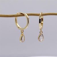 1 Pair Simple Style Water Droplets Inlay Sterling Silver Zircon Drop Earrings sku image 1