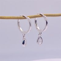 1 Pair Simple Style Water Droplets Inlay Sterling Silver Zircon Drop Earrings main image 4