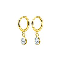 1 Pair Simple Style Water Droplets Inlay Sterling Silver Zircon Drop Earrings main image 2
