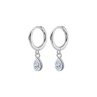 1 Pair Simple Style Water Droplets Inlay Sterling Silver Zircon Drop Earrings main image 5