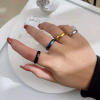 Wholesale Retro Solid Color Stainless Steel Rings main image 4