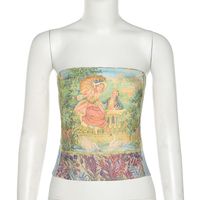 Women's Wrap Crop Top Tank Tops Printing Casual Sexy Human Landscape main image 3