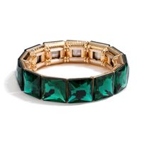 Retro Square Alloy Plating Inlay Rhinestones Gold Plated Unisex Bangle sku image 7