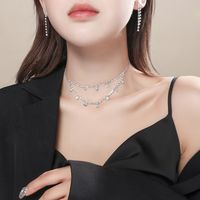 Shiny Water Droplets Tassel Artificial Crystal Metal Inlay Rhinestones Women's Earrings Necklace main image 10