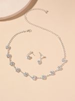 Shiny Water Droplets Tassel Artificial Crystal Metal Inlay Rhinestones Women's Earrings Necklace sku image 20