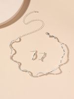 Shiny Water Droplets Tassel Artificial Crystal Metal Inlay Rhinestones Women's Earrings Necklace sku image 5