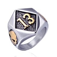 Hip-hop Number Skull Titanium Steel Plating Men's Rings sku image 9