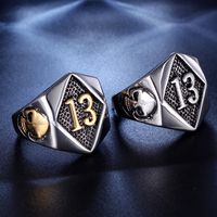 Hip-hop Number Skull Titanium Steel Plating Men's Rings main image 6