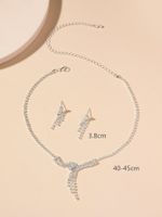 Shiny Water Droplets Tassel Artificial Crystal Metal Inlay Rhinestones Women's Earrings Necklace sku image 10
