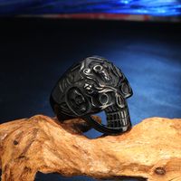 Punk Skull Titanium Steel None 18K Gold Plated Rhodium Plated Men'S Rings sku image 8