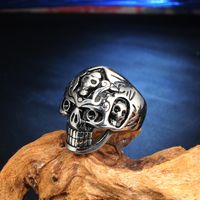 Punk Skull Titanium Steel None 18K Gold Plated Rhodium Plated Men'S Rings sku image 1