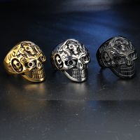 Punk Skull Titanium Steel None 18K Gold Plated Rhodium Plated Men'S Rings main image 1