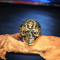 Punk Skull Titanium Steel None 18K Gold Plated Rhodium Plated Men'S Rings sku image 21