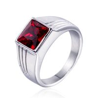 Hip-Hop Square Titanium Steel Inlay Glass Stone 18K Gold Plated Men'S Rings main image 5