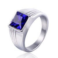 Hip-Hop Square Titanium Steel Inlay Glass Stone 18K Gold Plated Men'S Rings main image 2