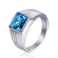 Hip-Hop Square Titanium Steel Inlay Glass Stone 18K Gold Plated Men'S Rings main image 4