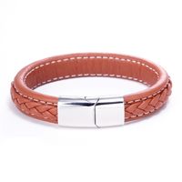 Simple Style Geometric Titanium Steel Braid Artificial Leather Polishing Men'S Bracelets sku image 5