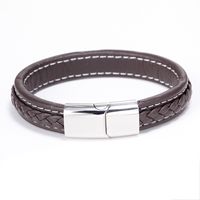 Simple Style Geometric Titanium Steel Braid Artificial Leather Polishing Men'S Bracelets main image 1