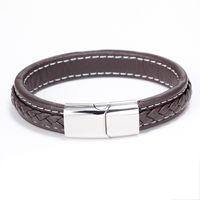 Simple Style Geometric Titanium Steel Braid Artificial Leather Polishing Men'S Bracelets main image 4