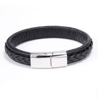 Simple Style Geometric Titanium Steel Braid Artificial Leather Polishing Men'S Bracelets sku image 2
