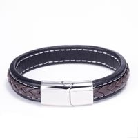 Simple Style Geometric Titanium Steel Braid Artificial Leather Polishing Men'S Bracelets main image 3