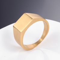 Einfacher Stil Quadrat Titan Stahl Polieren Keiner 18 Karat Vergoldet Männer Ringe main image 3