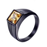 Retro Square Titanium Steel Metal Inlay Artificial Gemstones Rhodium Plated Men'S Rings main image 2