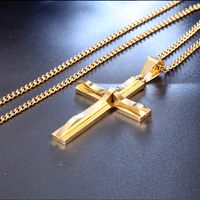 Titanium Steel 18K Gold Plated Rhodium Plated Korean Style Metal Cross None main image 4