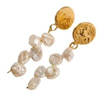 1 Pair Baroque Style Geometric Freshwater Pearl Copper Plating 18k Gold Plated Drop Earrings main image 2