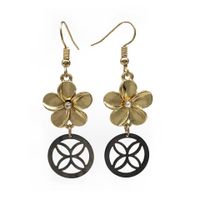 Wholesale Jewelry 1 Pair Ethnic Style Four Leaf Clover Shell Rhinestones Drop Earrings sku image 3