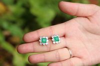 1 Pair Simple Style Square Flower Copper Inlay Zircon Ear Studs main image 1