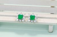 1 Pair Simple Style Square Flower Copper Inlay Zircon Ear Studs main image 3