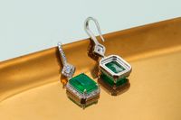1 Pair Retro Square Copper Inlay Zircon Drop Earrings main image 2
