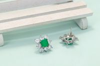 1 Pair Simple Style Square Flower Copper Inlay Zircon Ear Studs main image 2