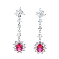 1 Paire Rétro Ovale Le Cuivre Incruster Zircon Boucles D'oreilles sku image 1