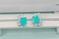 1 Pair Luxurious Square Water Droplets Copper Inlay Zircon Ear Studs main image 2