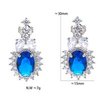 1 Pair Luxurious Oval Copper Inlay Zircon Drop Earrings main image 4