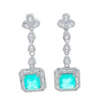 1 Pair Retro Square Water Droplets Copper Inlay Zircon Drop Earrings main image 2