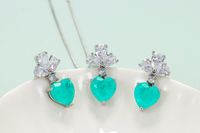 Elegant Heart Shape Copper Inlay Crystal Women's Earrings Necklace main image 5