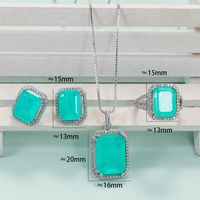 Retro Square Copper Inlay Artificial Gemstones Women's Rings Earrings Necklace main image 3